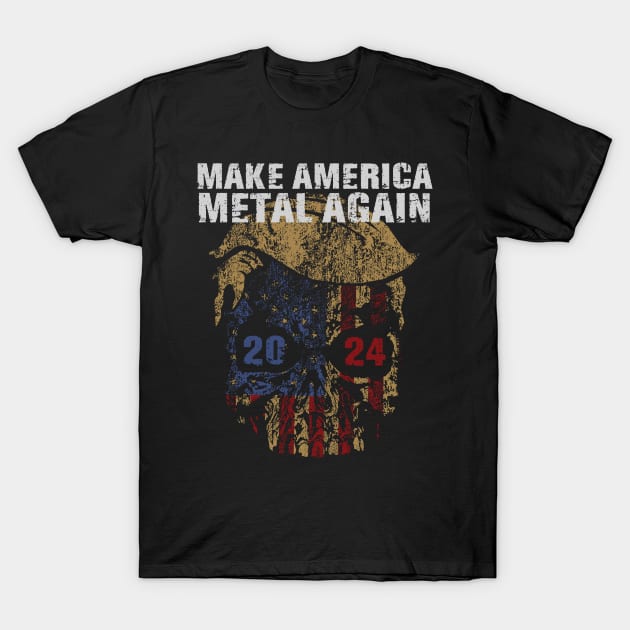 Make America Metal Again Trump Rock Heavy Skull T-Shirt by ARMU66